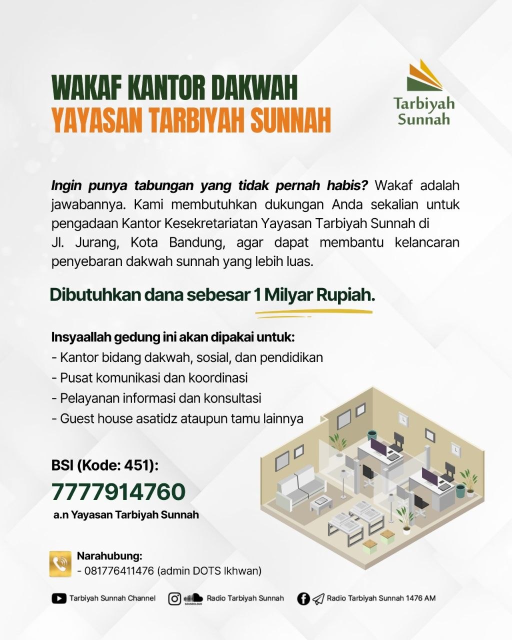 Wakaf Kantor Dakwah Yayasan Tarbiyah Sunnah